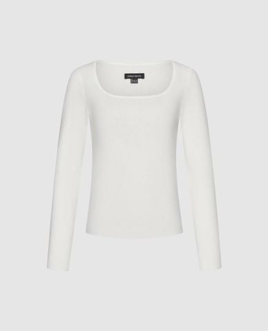  URBAN REVIVO - Áo dệt kim nữ cổ vuông tay dài 