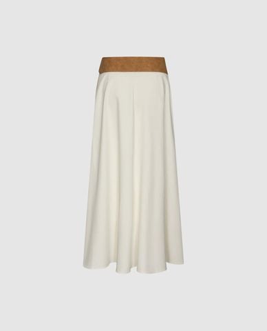  URBAN REVIVO - Chân váy phom suông midi phối đai bản lớn 