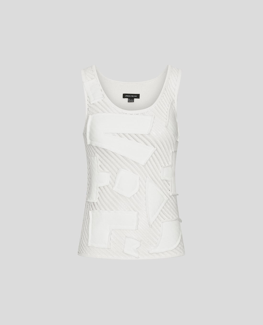 URBAN REVIVO - Áo sát nách nữ cổ tròn họa tiết đắp vải