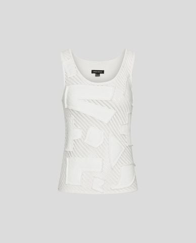  URBAN REVIVO - Áo sát nách nữ cổ tròn họa tiết đắp vải 