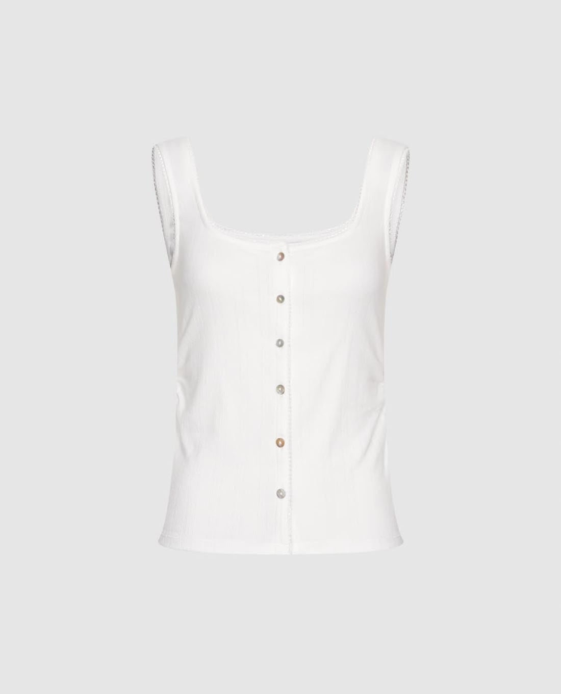 URBAN REVIVO - Áo hai dây nữ cổ vuông phối nút