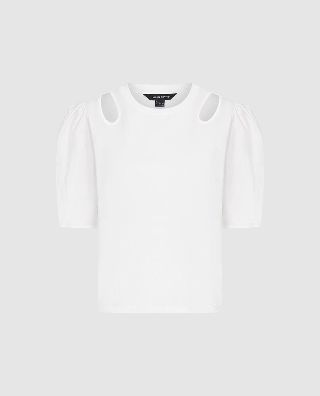 URBAN REVIVO - Áo kiểu nữ cổ tròn tay phồng cut out