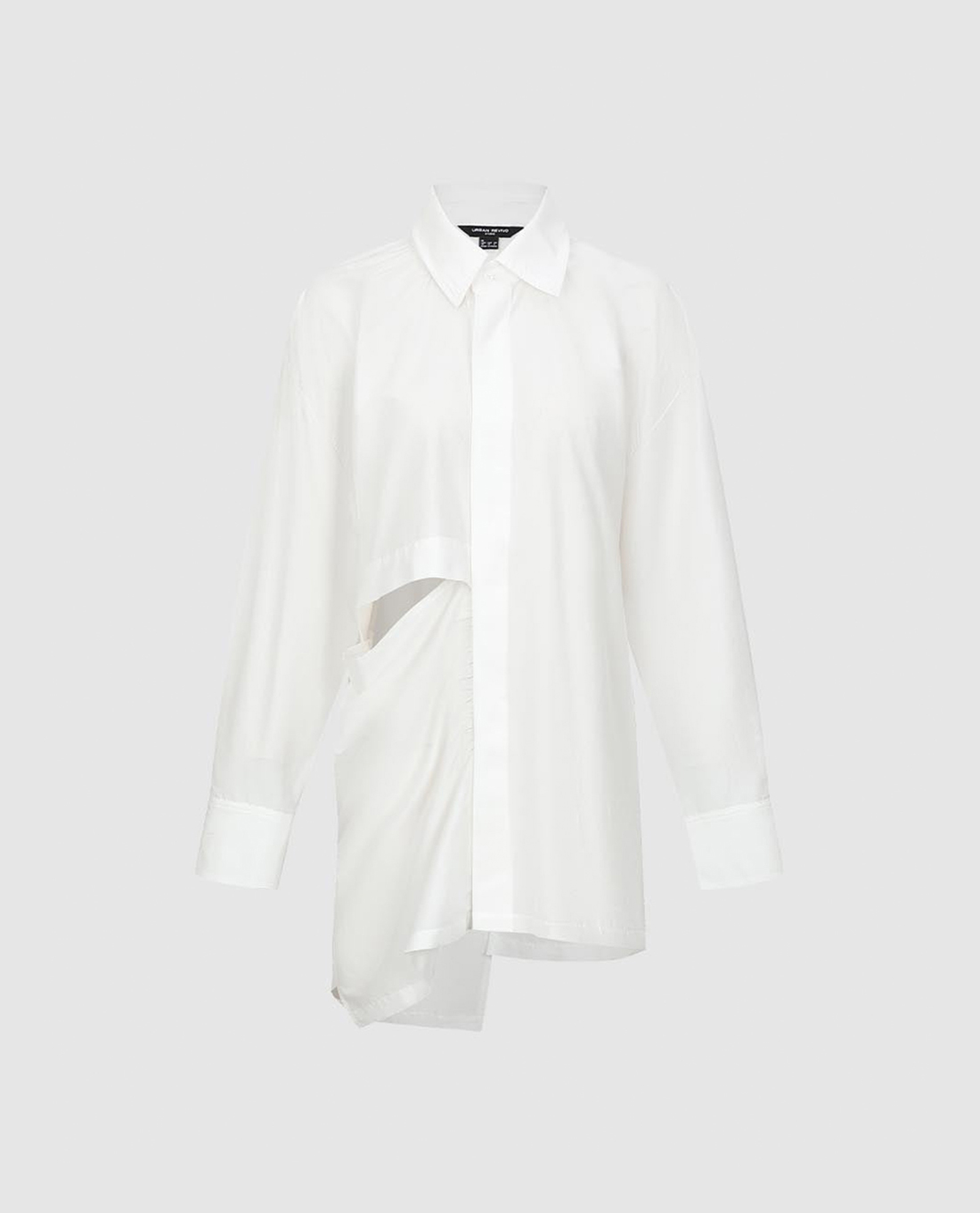 URBAN REVIVO - Áo sơ mi nữ dáng dài bất đối xứng