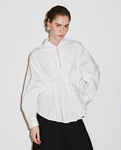  URBAN REVIVO - Áo kiểu nữ tay dài xếp li 