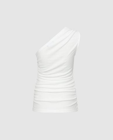  URBAN REVIVO - Áo kiểu nữ lệch vai phom ôm 