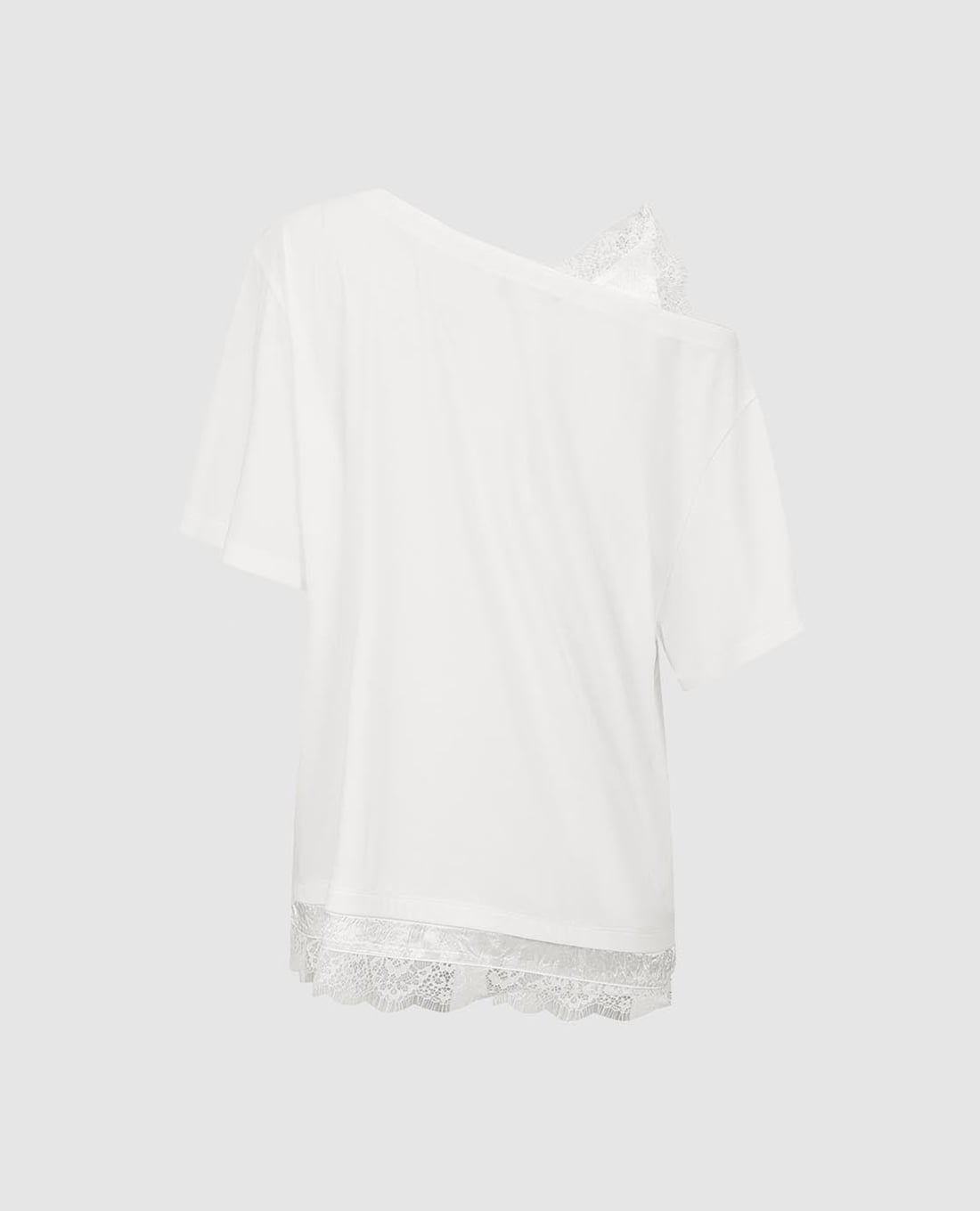 URBAN REVIVO - Áo trễ vai nữ tay ngắn ren phối ren