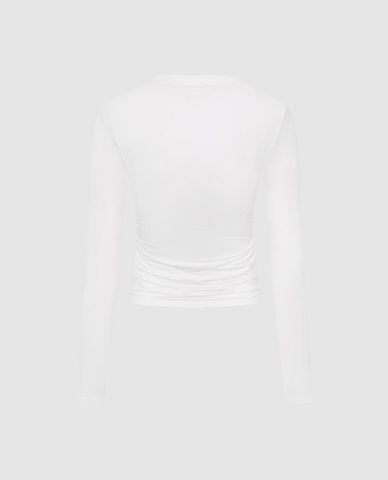  URBAN REVIVO - Áo thun nữ cổ vuông tay dài phom ôm 