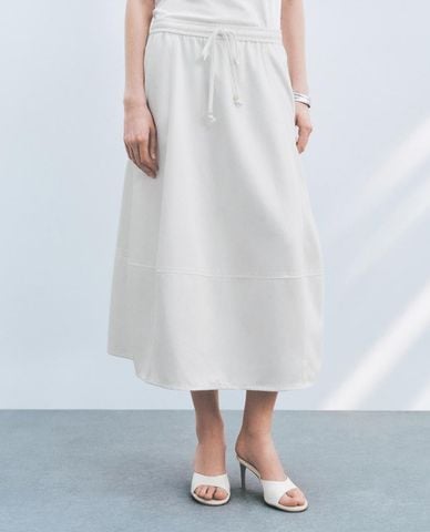  URBAN REVIVO - Chân váy denim midi lưng thun 