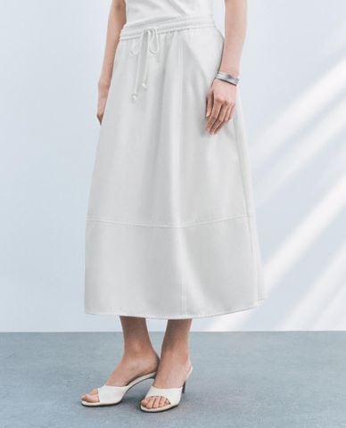  URBAN REVIVO - Chân váy denim midi lưng thun 