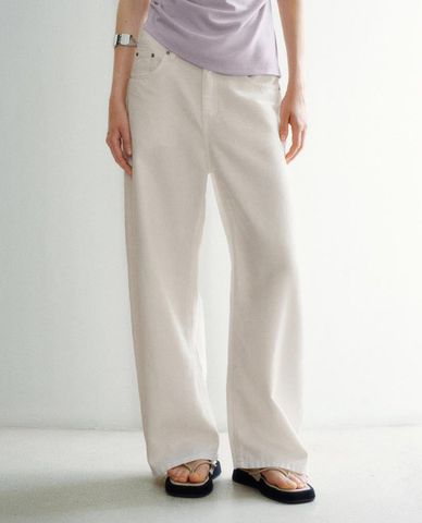  URBAN REVIVO - Quần jeans nữ ống rộng hiện đại 