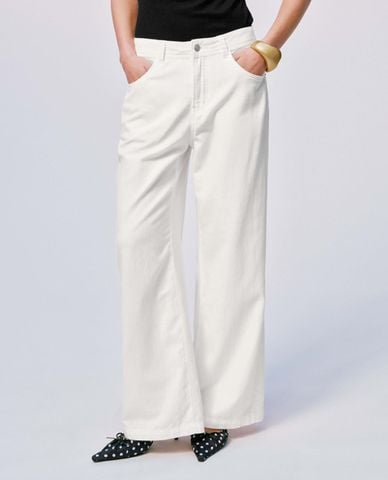  URBAN REVIVO - Quần jeans nữ ống rộng tối giản 