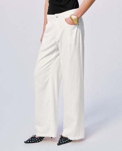  URBAN REVIVO - Quần jeans nữ ống rộng tối giản 