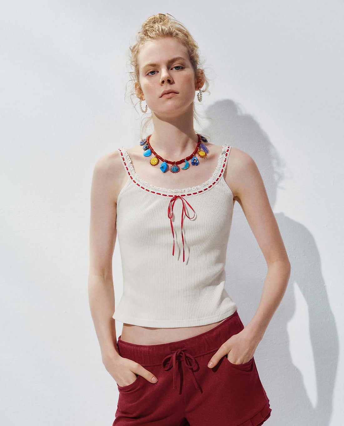 URBAN REVIVO - Áo hai dây nữ cổ tròn phom ôm