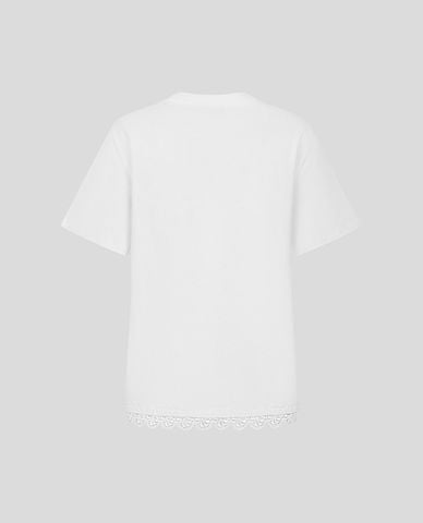  URBAN REVIVO - Áo thun nữ cổ tròn tay ngắn in họa tiết 