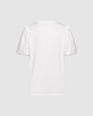  URBAN REVIVO - Áo kiểu nữ cổ tròn tay phồng đính hoa nổi 