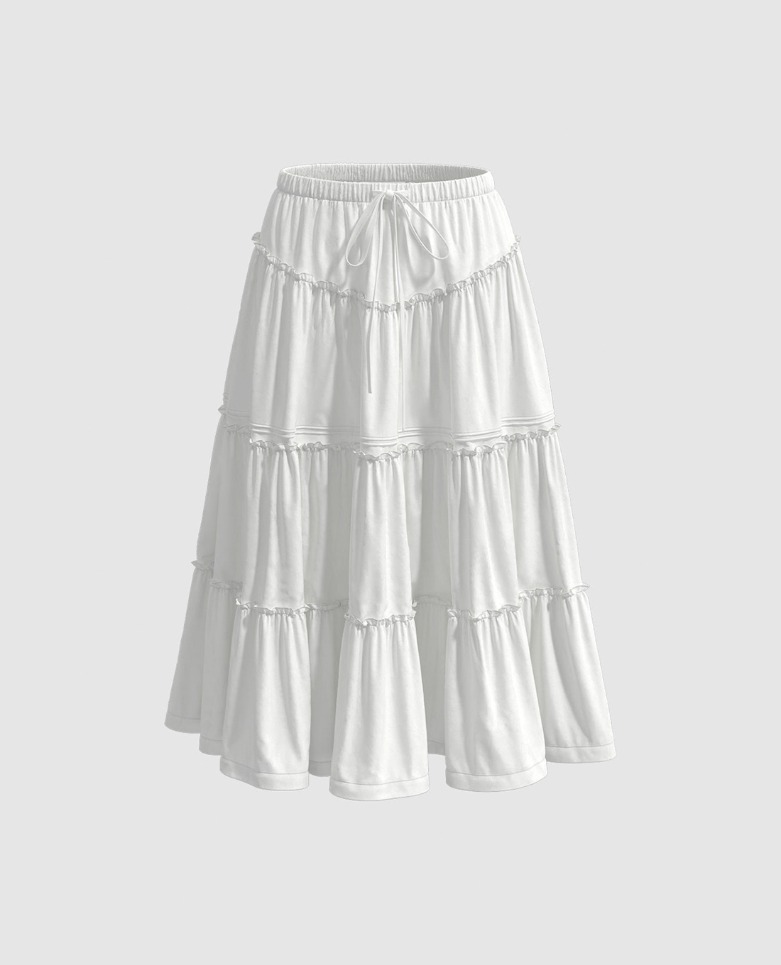 URBAN REVIVO - Chân váy xếp tầng midi lưng thun