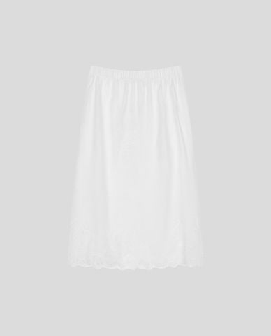  URBAN REVIVO - Chân váy phom suông midi viền ren 