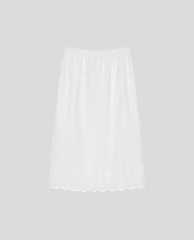  URBAN REVIVO - Chân váy phom suông midi viền ren 