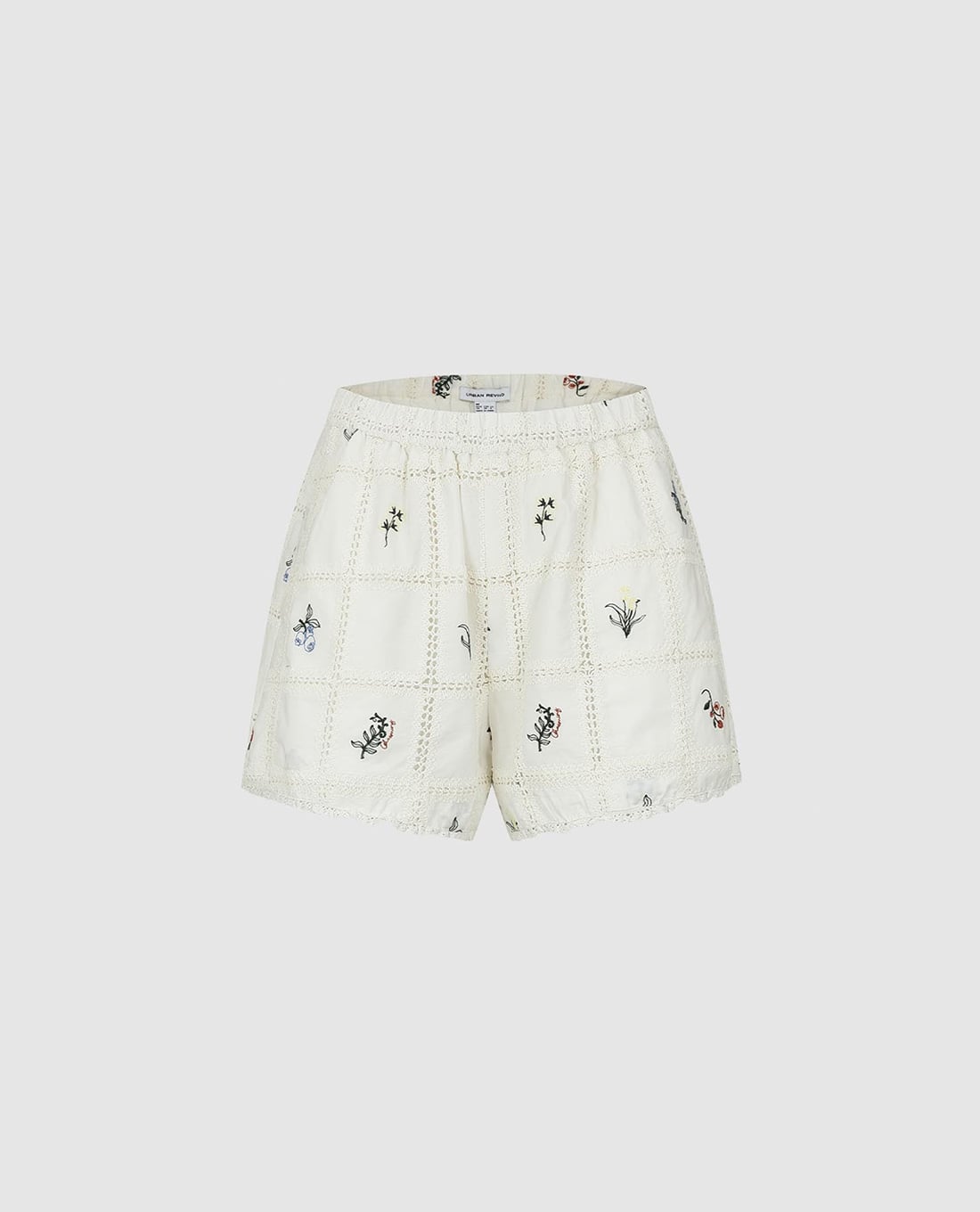 URBAN REVIVO - Quần short ngắn nữ kẻ caro phối ren