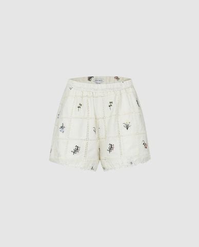  URBAN REVIVO - Quần short ngắn nữ kẻ caro phối ren 