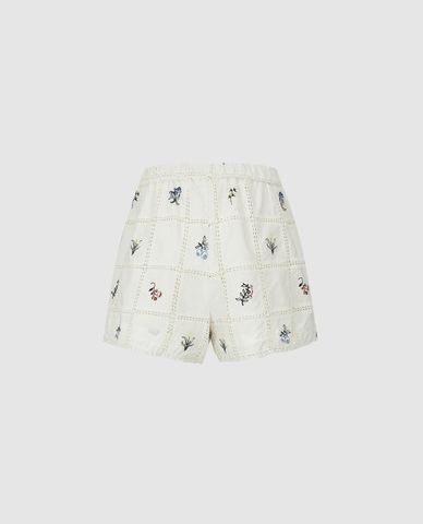  URBAN REVIVO - Quần short ngắn nữ kẻ caro phối ren 