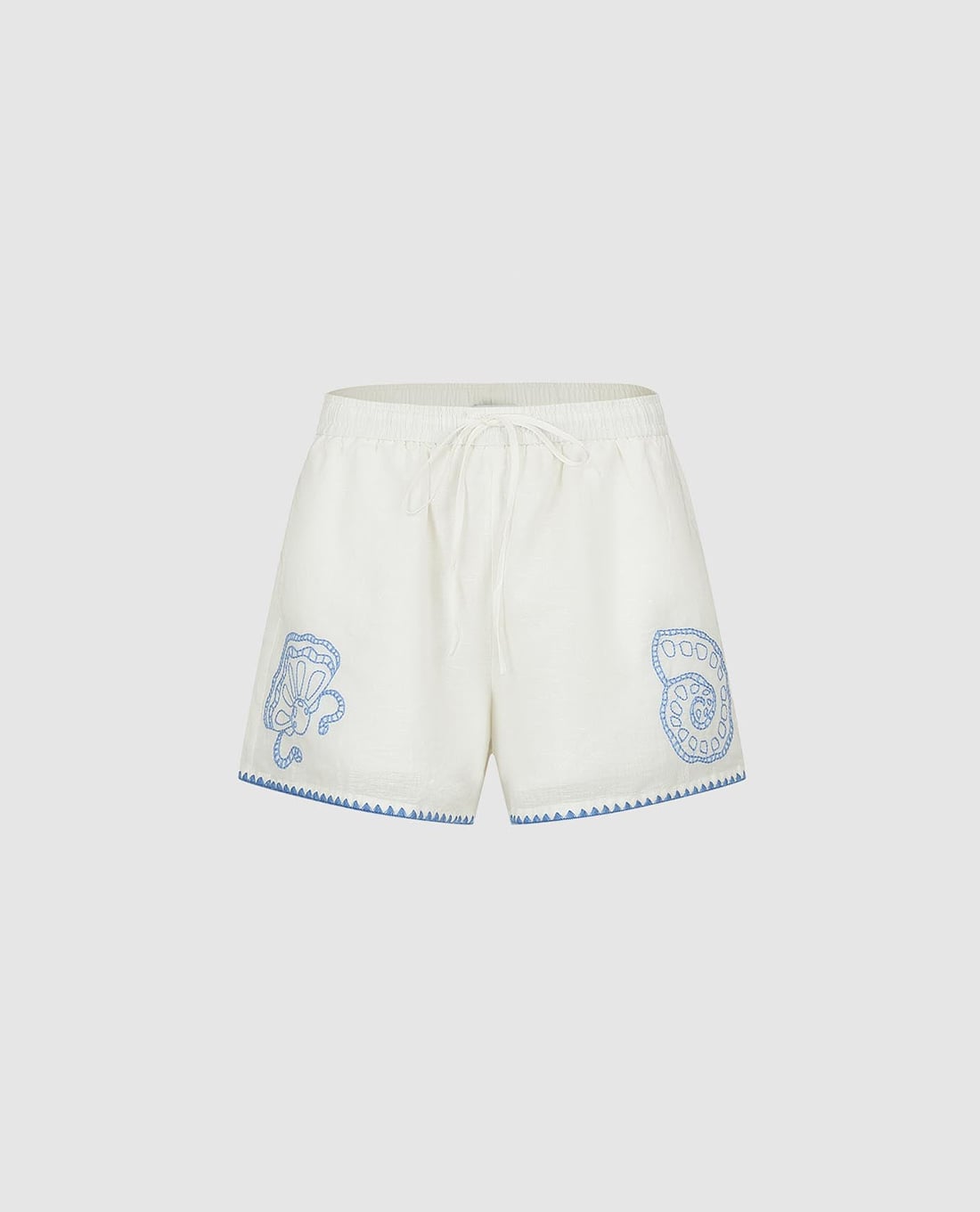 URBAN REVIVO - Quần short nữ ống rộng thêu họa tiết