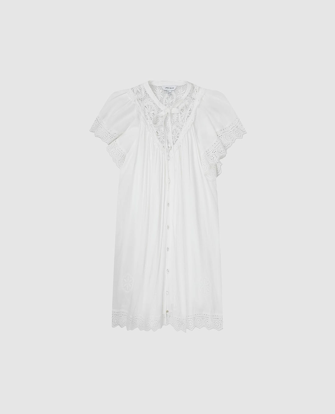 URBAN REVIVO - Đầm mini phối ren viền gợn sóng