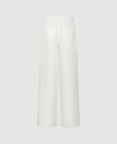  URBAN REVIVO - Quần jeans nữ ống rộng đính hạt 