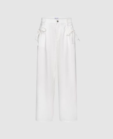  URBAN REVIVO - Quần nữ ống rộng phối dây nơ 