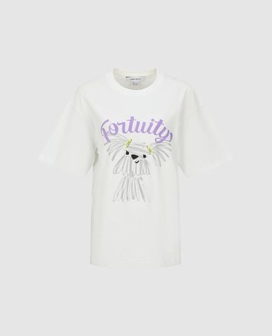  URBAN REVIVO - Áo thun nữ cổ tròn tay ngắn in họa tiết 