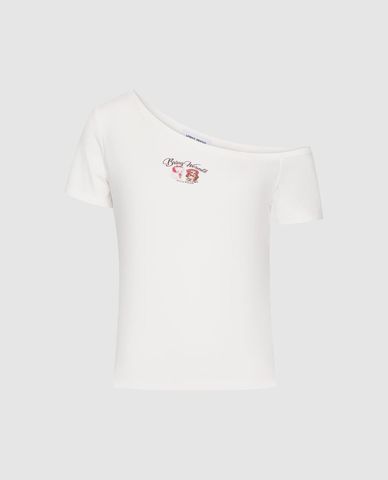  URBAN REVIVO - Áo trễ vai nữ tay ngắn phom ôm 