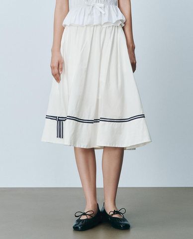  URBAN REVIVO - Chân váy chữ A midi phối viền 