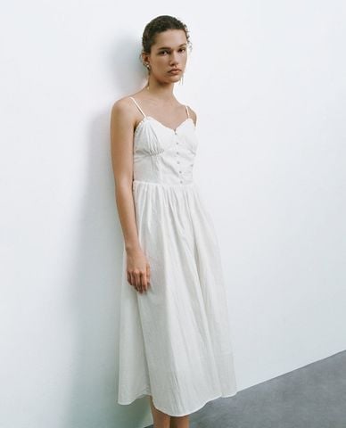  URBAN REVIVO - Đầm hai dây midi dáng xoè 