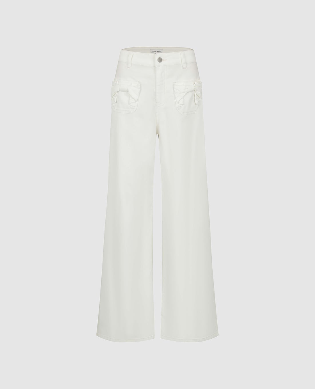 URBAN REVIVO - Quần jeans nữ ống rộng phối nơ