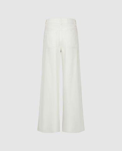  URBAN REVIVO - Quần jeans nữ ống rộng phối nơ 