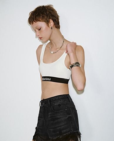  URBAN REVIVO - Áo bra thể thao nữ phối viền 