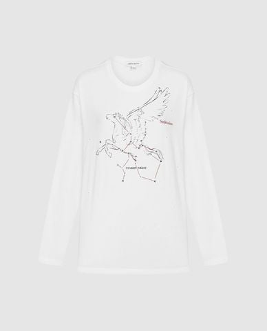  URBAN REVIVO - Áo thun nữ cổ tròn tay dài in họa tiết 