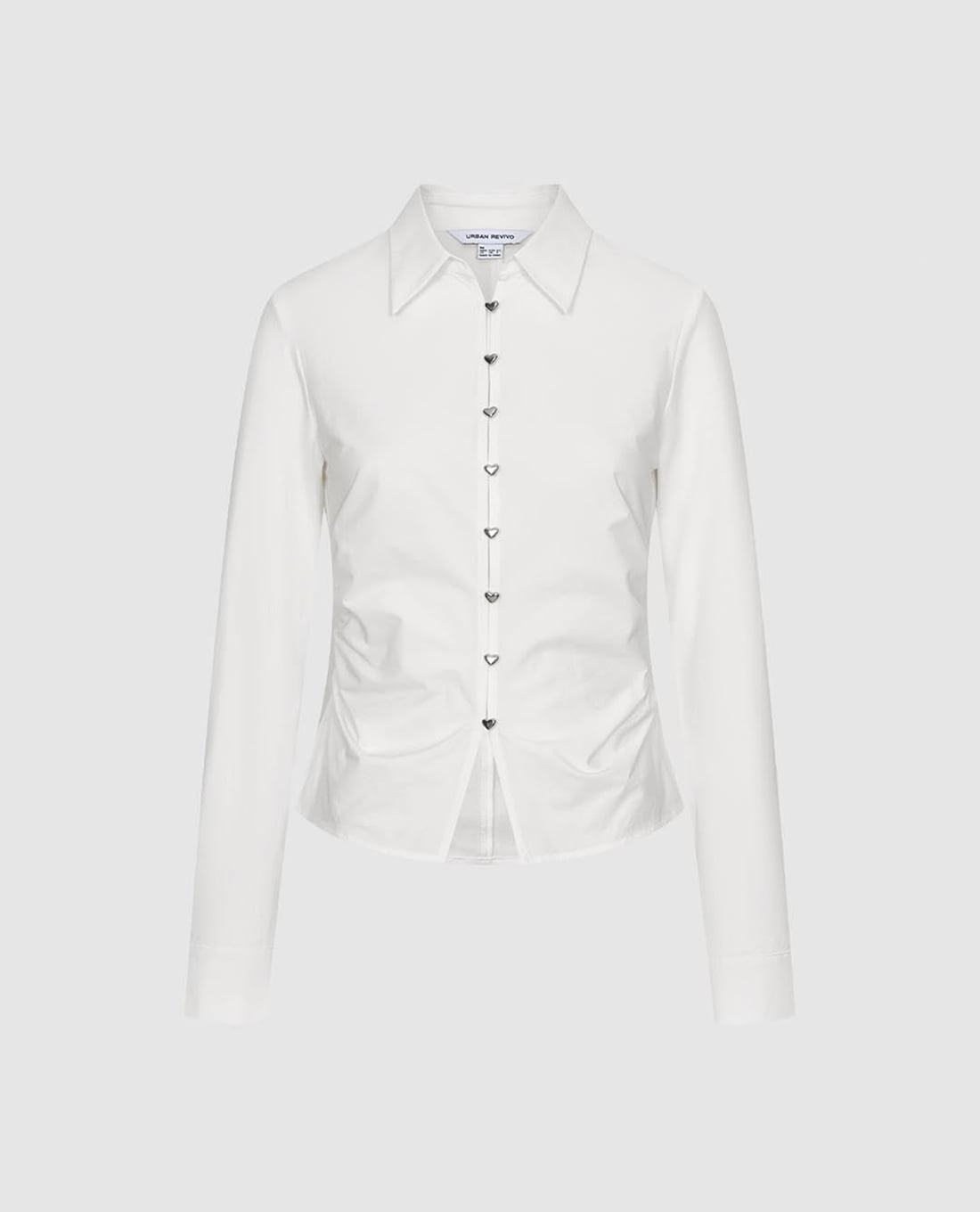 URBAN REVIVO - Áo sơ mi nữ cổ bẻ tay dài phom ôm