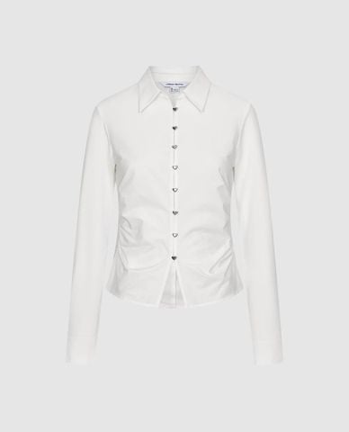  URBAN REVIVO - Áo sơ mi nữ cổ bẻ tay dài phom ôm 