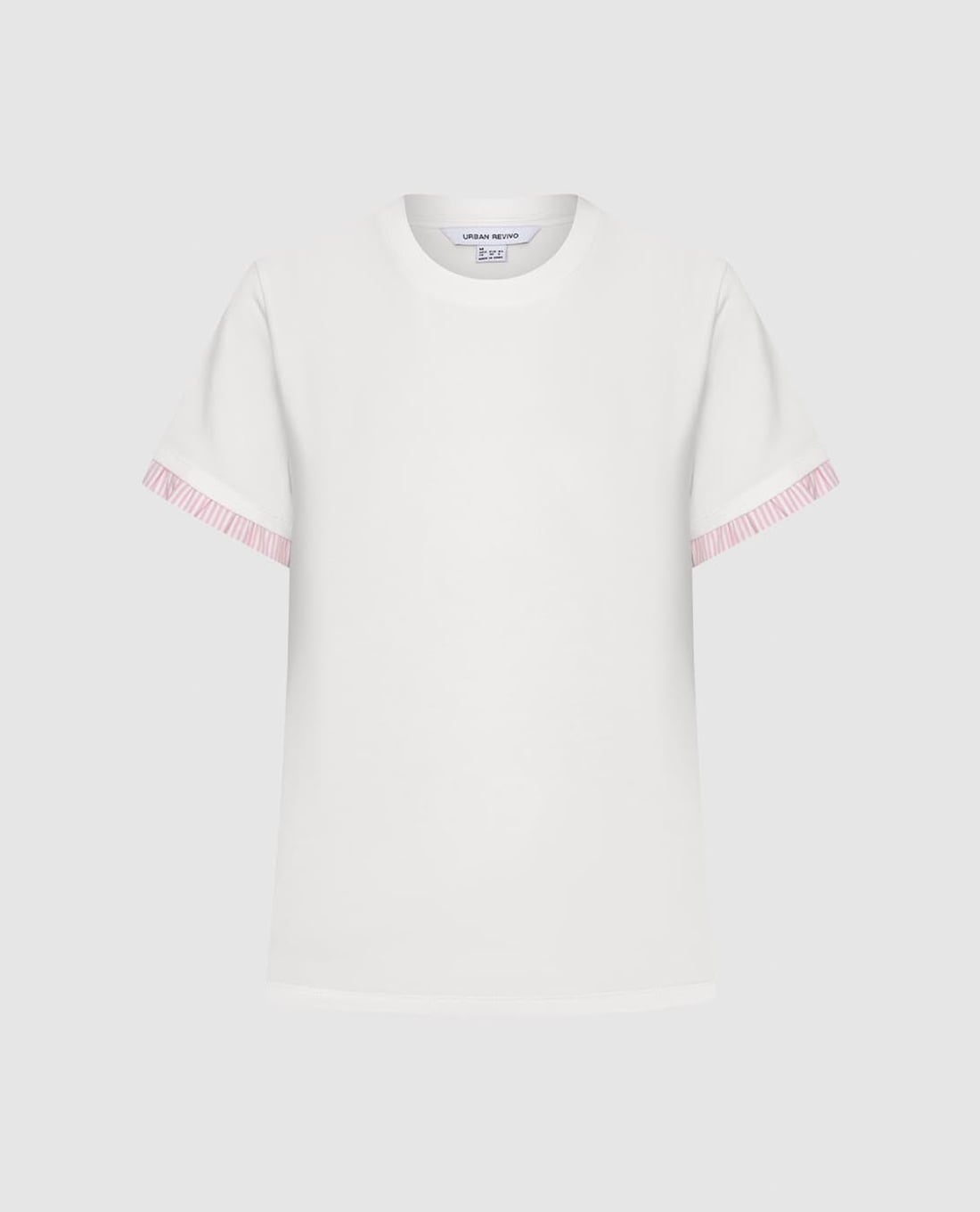 URBAN REVIVO - Áo thun nữ cổ tròn tay ngắn phối viền