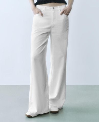  URBAN REVIVO - Quần jeans nữ ống rộng phong cách tối giản 