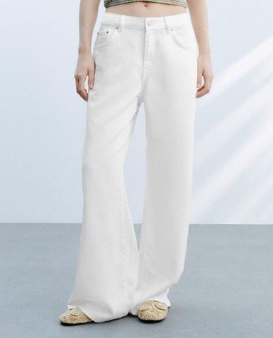  URBAN REVIVO - Quần jeans nữ ống rộng thanh lịch 