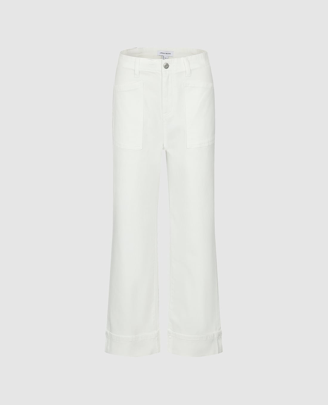 URBAN REVIVO - Quần jeans nữ ống rộng xắn gấu