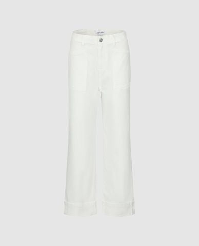  URBAN REVIVO - Quần jeans nữ ống rộng xắn gấu 