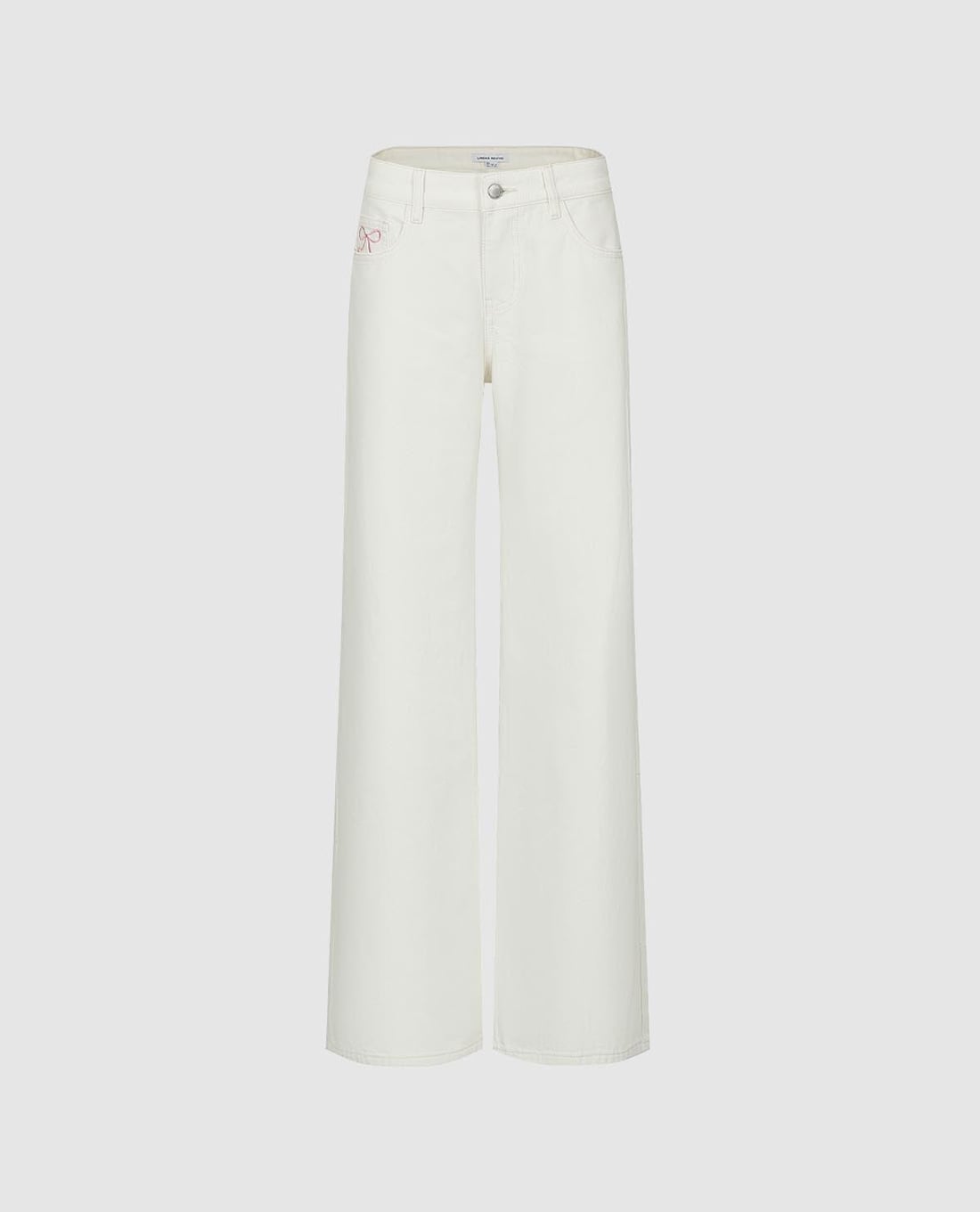URBAN REVIVO - Quần jeans nữ ống rộng phối họa tiết
