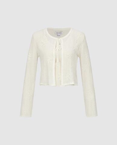  URBAN REVIVO - Áo khoác cardigan nữ buộc dây phom croptop 