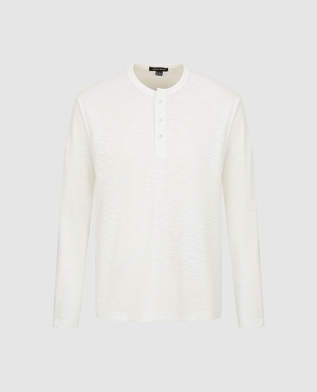 URBAN REVIVO - Áo thun nam cổ henley tay dài phom suông