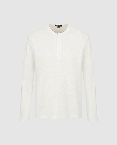  URBAN REVIVO - Áo thun nam cổ henley tay dài phom suông 