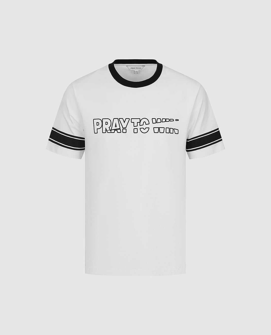 URBAN REVIVO - Áo thun nam cổ tròn tay ngắn phối viền