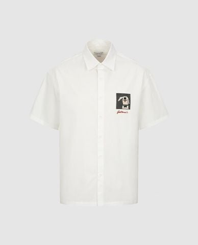  URBAN REVIVO - Áo sơ mi nam cổ bẻ tay ngắn phối họa tiết 